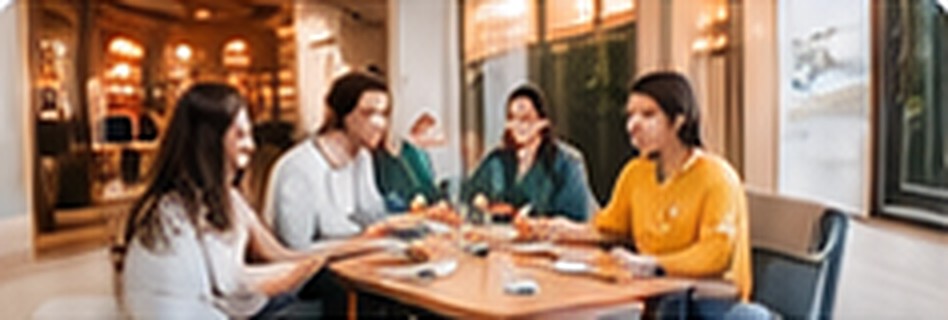 Restaurant guests seated at a table